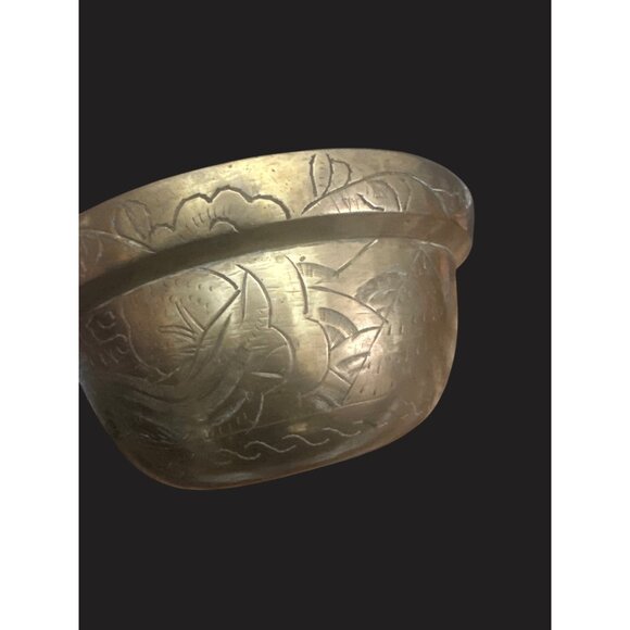 Vintage Chinese Brass ceremony singing  Decorative Bowl 7” - Picture 7 of 7